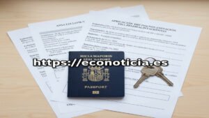 Documentación para la Visa No Lucrativa en España, incluyendo pasaporte y llaves de vivienda con el enlace https://econoticia.es.