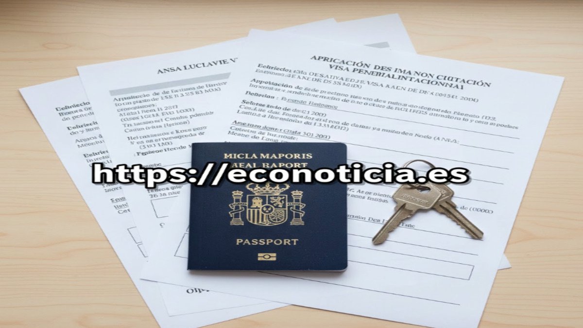 Documentación para la Visa No Lucrativa en España, incluyendo pasaporte y llaves de vivienda con el enlace https://econoticia.es.