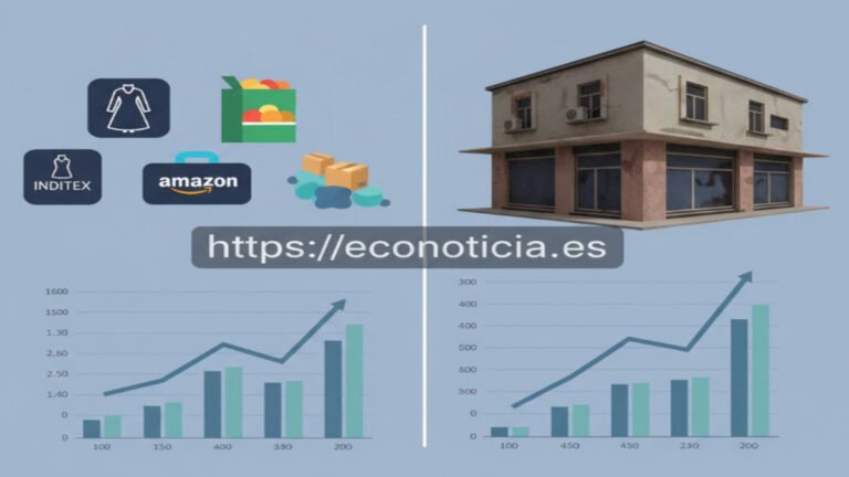Gráfico comparativo de la competencia en el comercio minorista español: gigantes modernos vs. tiendas tradicionales.