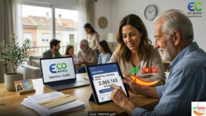 Una mujer utiliza la aplicación Importass en su tableta para gestionar trámites de la Seguridad Social en España, artículo de ECO NOTICIA.