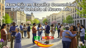 Celebración del Naw-Rúz en España: Personas de diversas culturas se reúnen en un entorno primaveral en Madrid para el Año Nuevo Bahá'í.