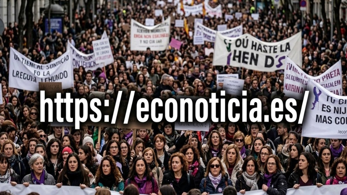 Una multitud masiva en Madrid durante las protestas en España hoy por la igualdad y la paz, con el sello de econoticia.es.