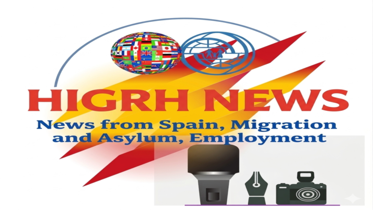 Logo de un sitio español en inglés sobre noticias de España, migración y empleo