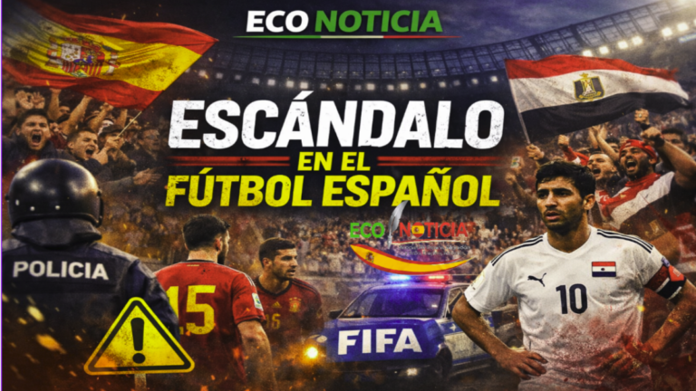 Jugadores de fútbol en acción con el logo de ECO NOTICIA en primer plano