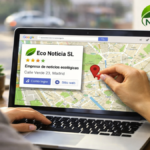 Mapa de Google mostrando ubicación de Eco Noticia SL con íconos de marketing digital