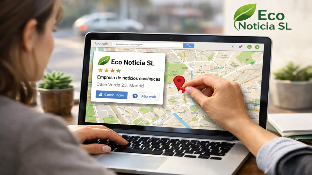 Mapa de Google mostrando ubicación de Eco Noticia SL con íconos de marketing digital