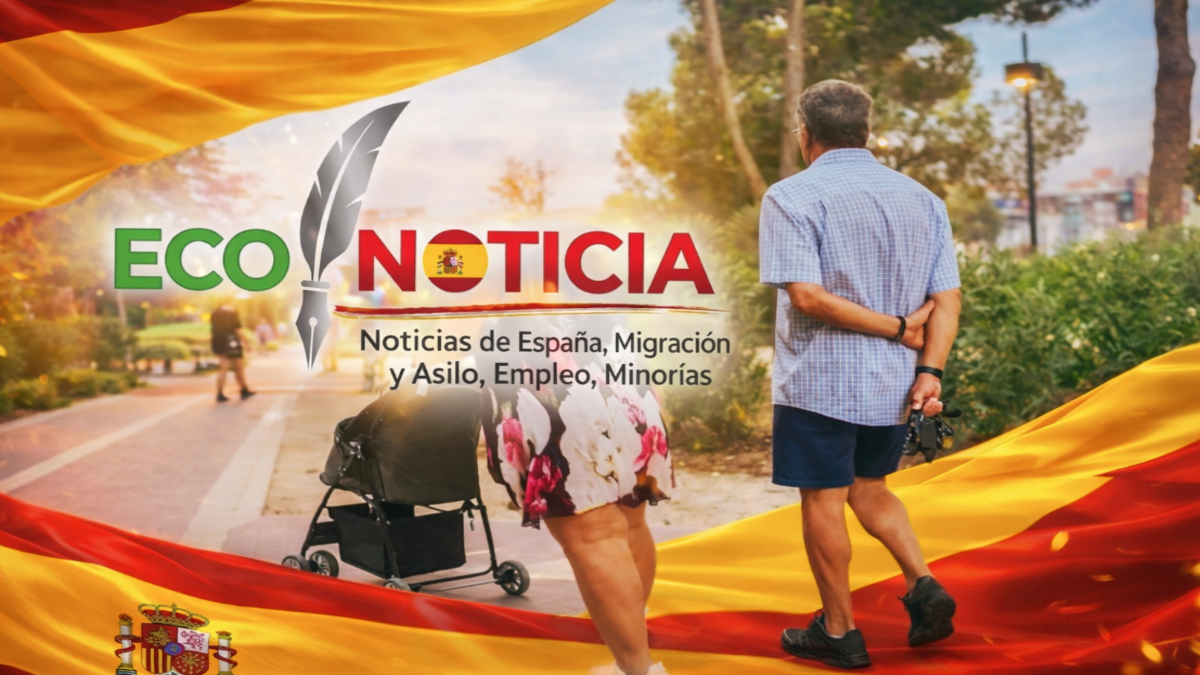 Ingreso Mínimo Vital ayuda a familias en España caminando en parque con carrito de bebé