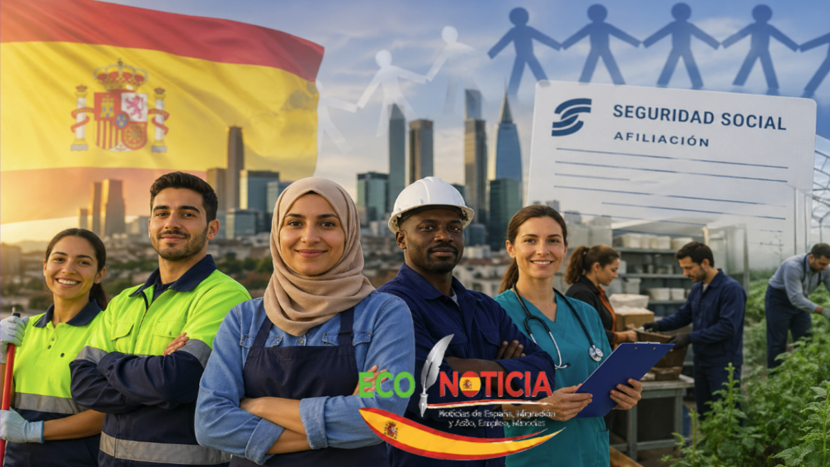 Trabajadores extranjeros en España representando la integración laboral y su contribución a la economía y la Seguridad Social