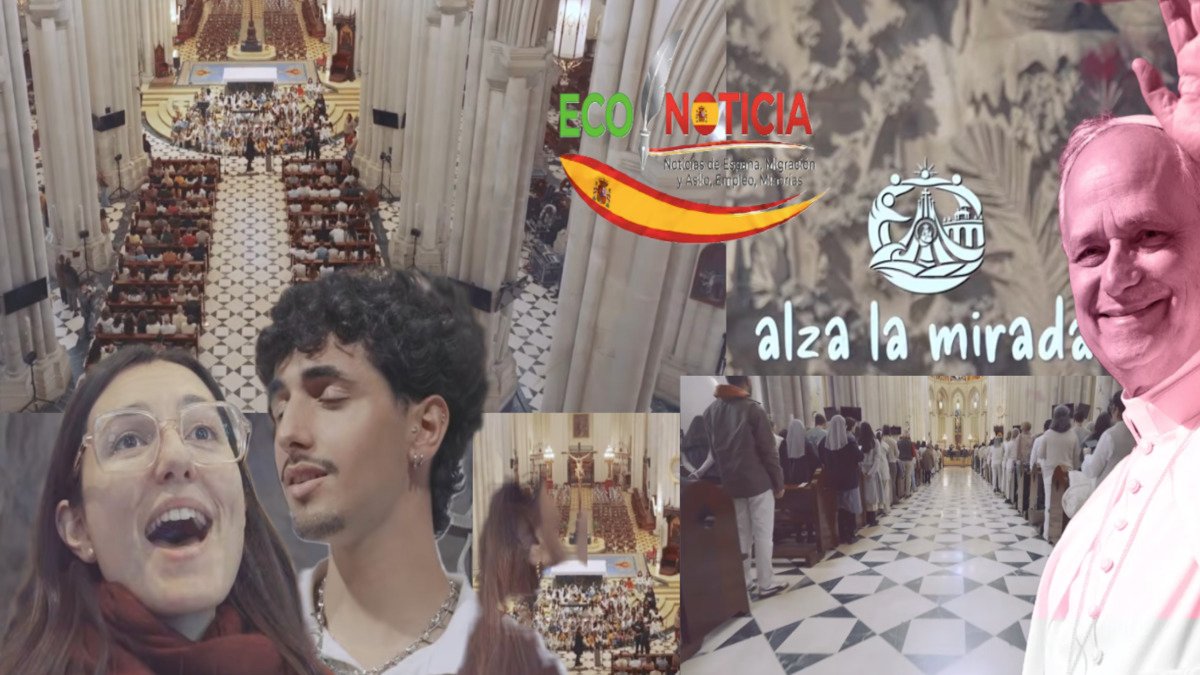 Letra de la canción: "Alza la Mirada", imagen promocional del himno oficial para la visita del Papa a España con el logo de ECO NOTICIA.
