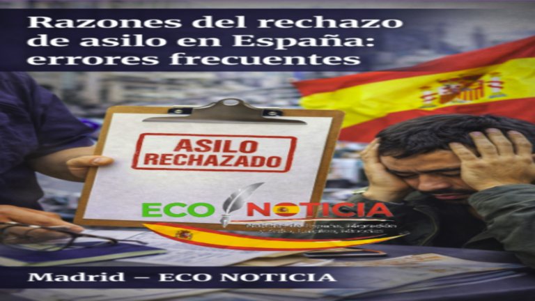 Persona revisando documentos de asilo con mapa de España de fondo