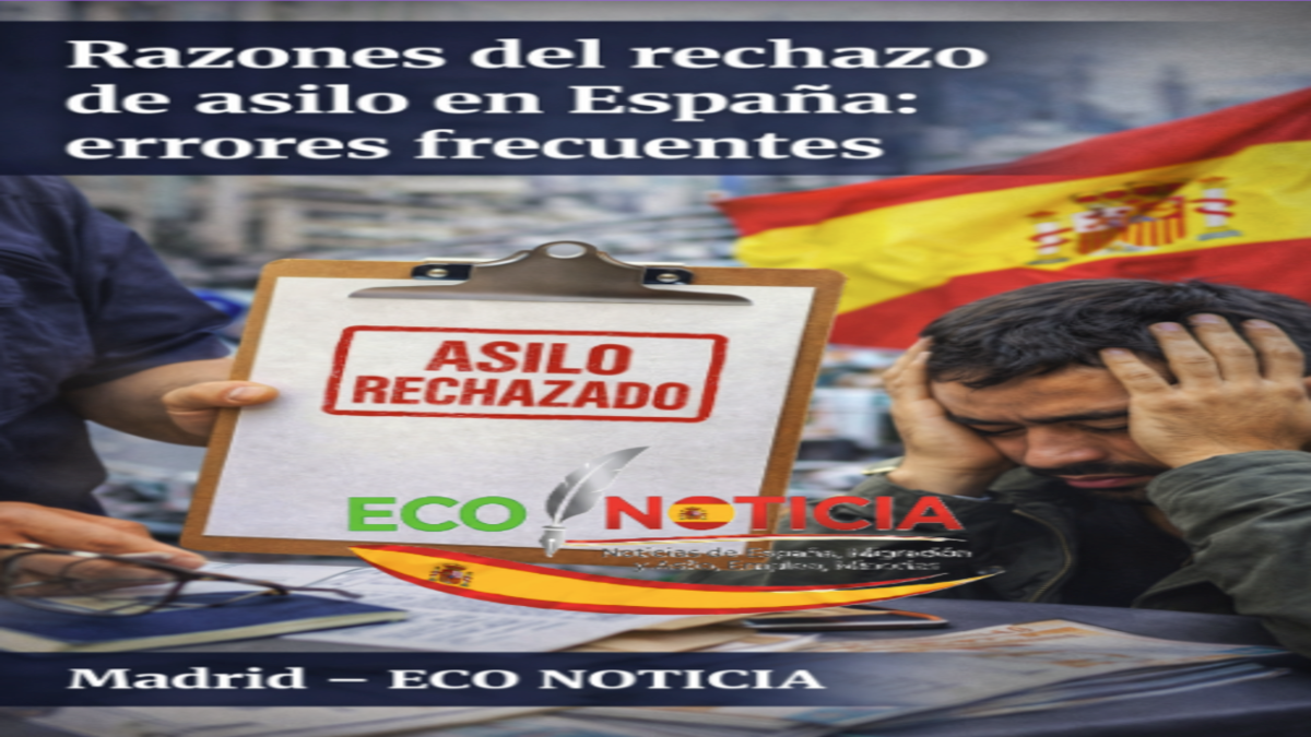 Persona revisando documentos de asilo con mapa de España de fondo