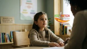 Un niño declarando en una sala amigable en España gracias al nuevo cambio legal en España en beneficio de la infancia.