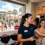 Una dependienta ayuda a una clienta en una tienda de Women'secret durante las rebajas de verano, vinculada a las ofertas de empleo en Canarias, Cataluña y Madrid.