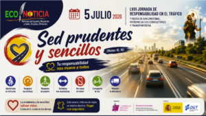 Cartel oficial de la campaña Sed prudentes y sencillos para la Jornada de responsabilidad en el tráfico.