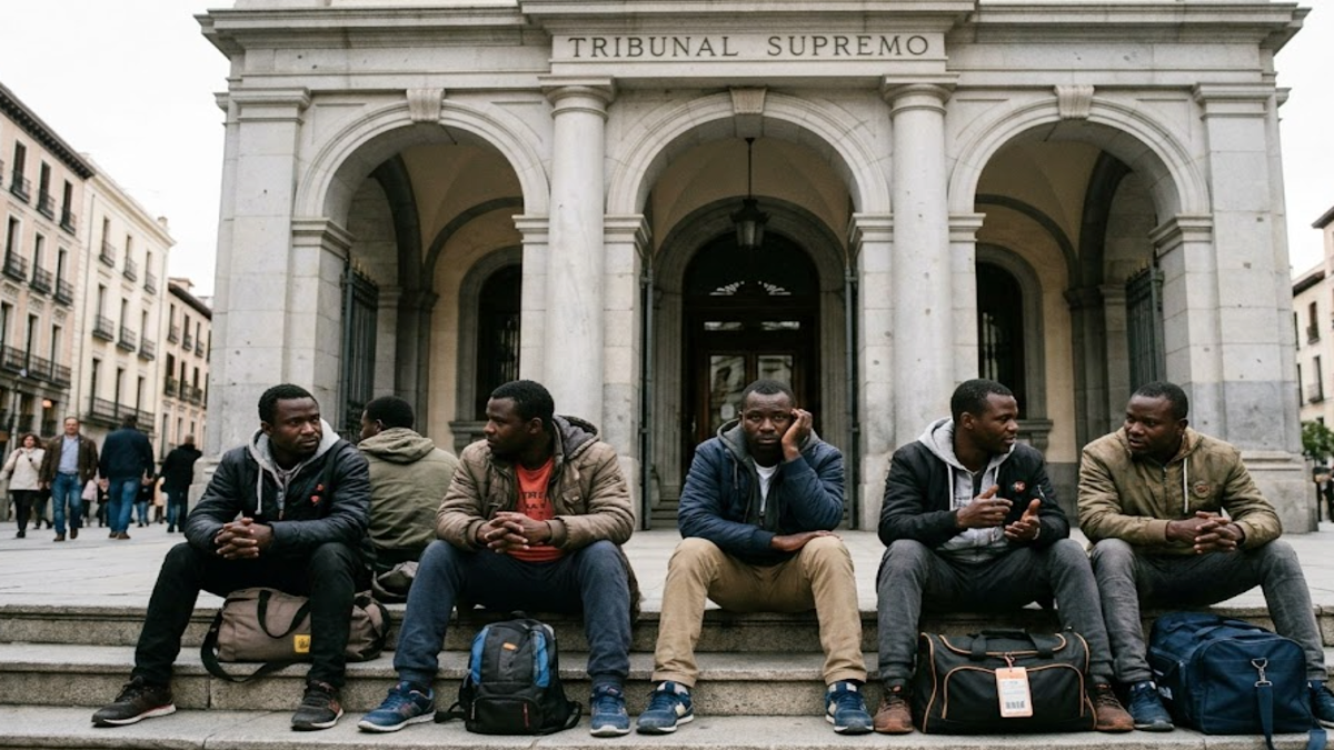 Auto del Tribunal Supremo: Prohibidas las devoluciones en caliente por mar a Ceuta y Melilla 1 Auto del Tribunal Supremo sobre la prohibición de devoluciones en caliente por mar a Ceuta y Melilla con migrantes ante el edificio judicial.