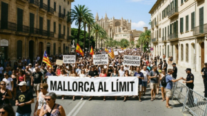 Thousands of protesters march through Palma, Mallorca, calling for limits on mass tourism and action to address rising housing costs.