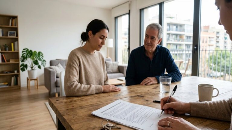 Contrato de alquiler en España sobre una mesa con llaves de vivienda