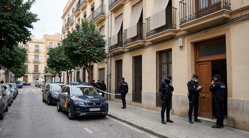 Policía Nacional durante la operación para detener en Valencia a un fugitivo buscado en Alemania