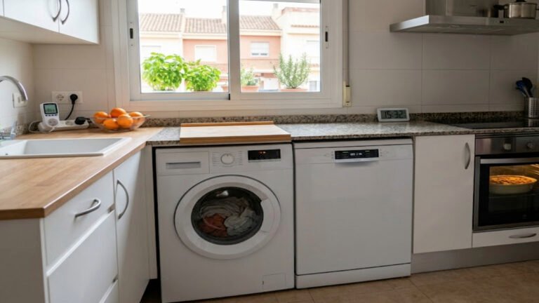 Lavadora, lavavajillas y horno en una cocina durante las horas más baratas de consumo eléctrico