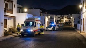 Vehículo de emergencias en una calle de Fuerteventura tras un grave suceso