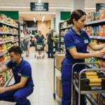 Empleados trabajando en un supermercado de Mercadona