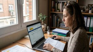 Persona realizando trámites del SEPE tras quedarse sin trabajo en España