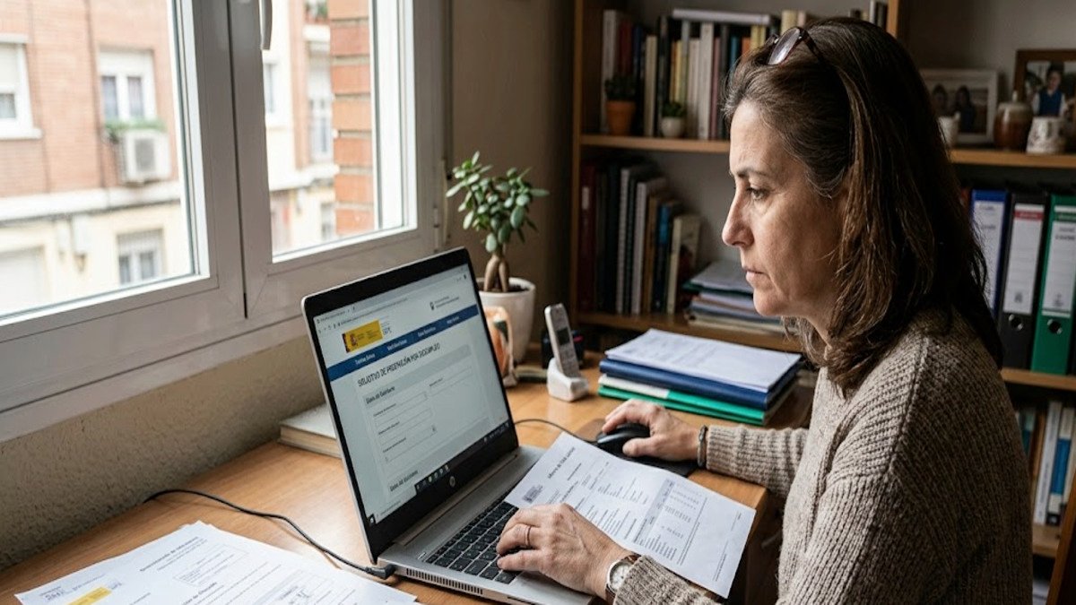 Persona realizando trámites del SEPE tras quedarse sin trabajo en España