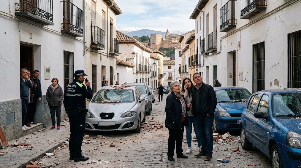 Terremoto en Granada causa daños en vehículos y edificios