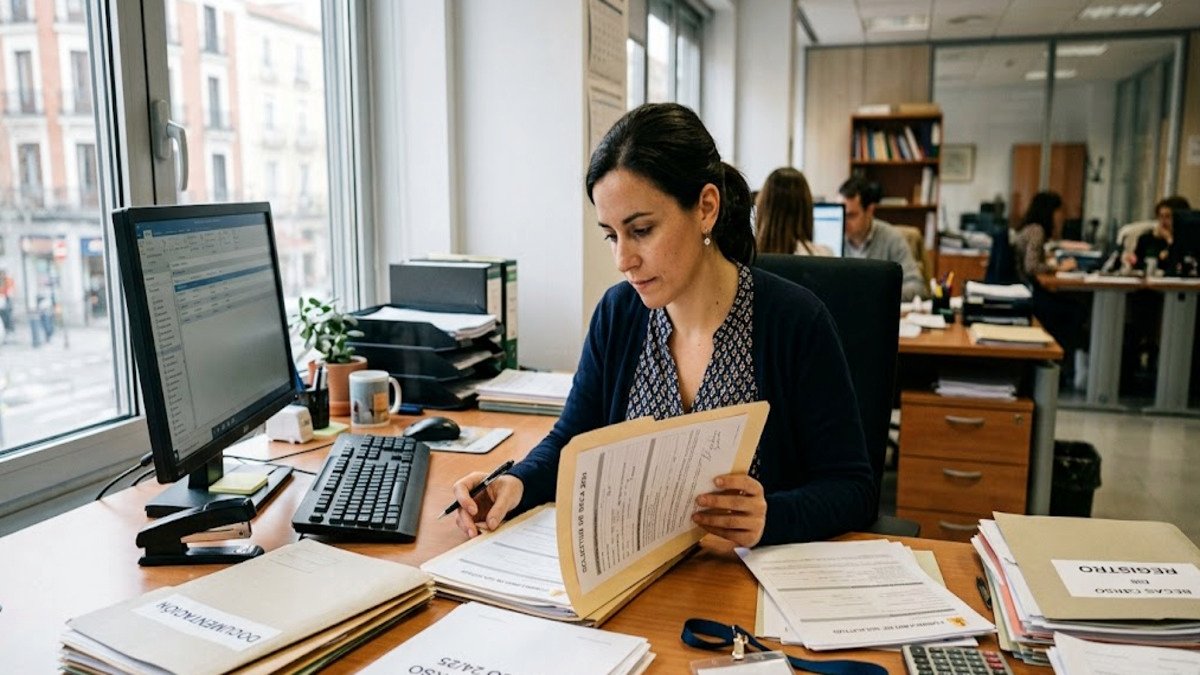 Tragsatec busca administrativos para la gestión de becas 1 Administrativo revisando documentos relacionados con solicitudes de becas