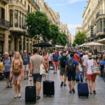 Turistas internacionales durante el verano en España