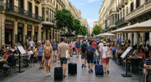 Turistas internacionales durante el verano en España