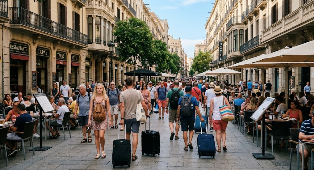 Turistas internacionales durante el verano en España