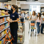 Trabajadora de supermercado Alcampo durante su jornada laboral