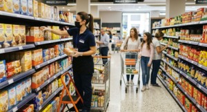 Trabajadora de supermercado Alcampo durante su jornada laboral