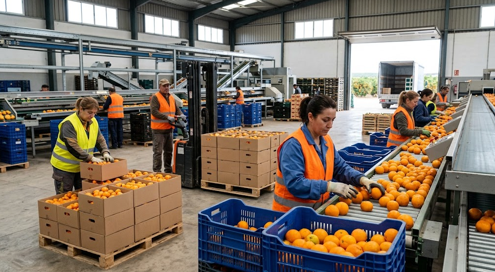 Trabajadores durante la campaña de cítricos en la Comunidad Valenciana