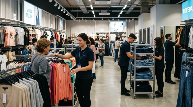 Employees working in a Primark fashion store in Spain