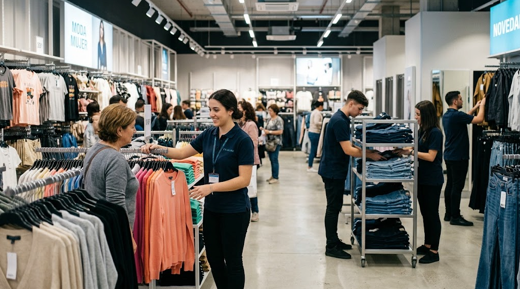 Employees working in a Primark fashion store in Spain