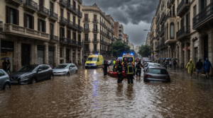 Lluvias torrenciales provocan inundaciones y vehículos afectados en Barcelona