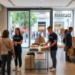 Empleados trabajando en una tienda de Mango en España