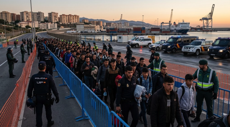 Operación policial para trasladar migrantes desde las playas de Ceuta al puerto