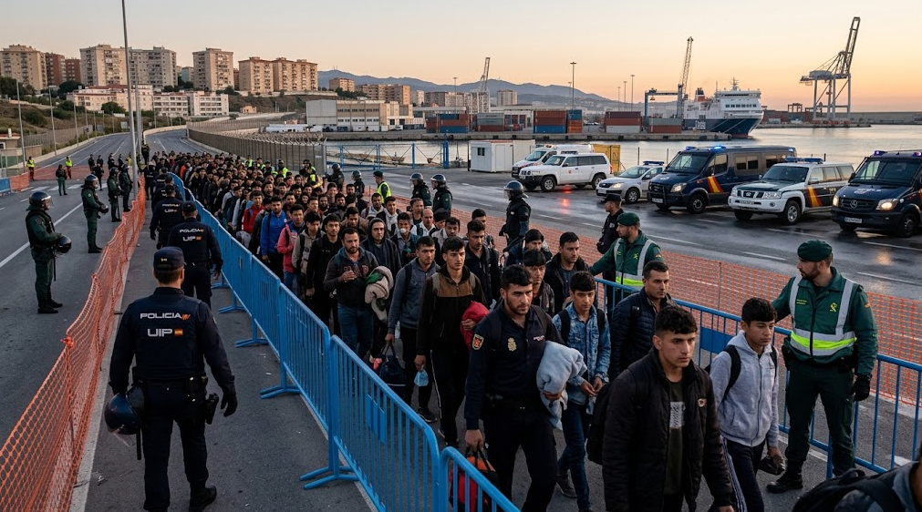 Operación policial para trasladar migrantes desde las playas de Ceuta al puerto