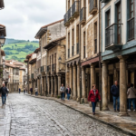 Avilés, Asturias, con sus calles históricas y soportales tradicionales