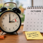 Reloj y calendario del cambio de hora en España