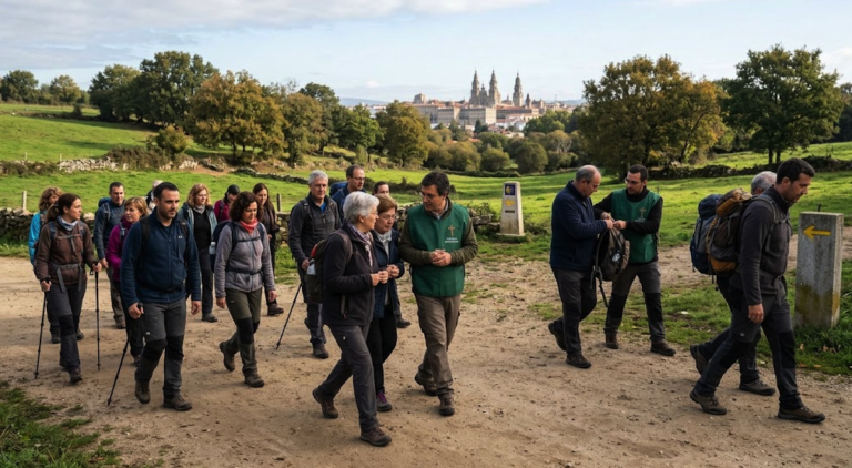 Participantes del Camino de Santiago Penitenciario en el Monte do Gozo