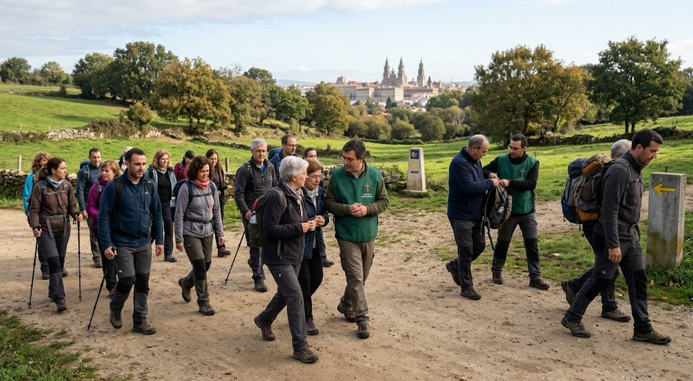 Participantes del Camino de Santiago Penitenciario en el Monte do Gozo