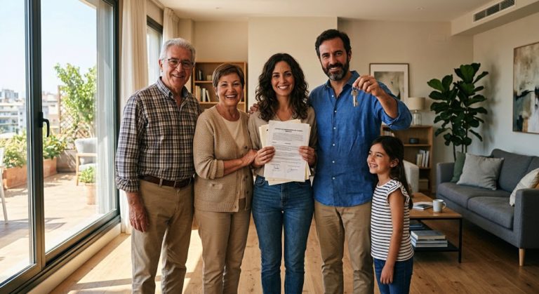 Documento de contrato de arrendamiento y llaves de vivienda en el contexto de los nuevos decretos de alquiler en España.