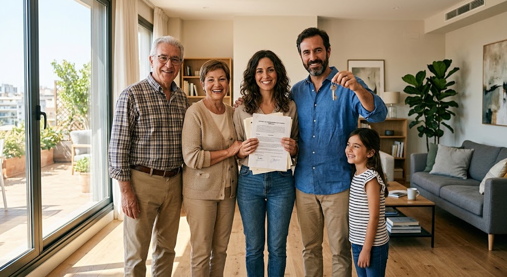 Documento de contrato de arrendamiento y llaves de vivienda en el contexto de los nuevos decretos de alquiler en España.
