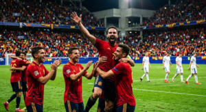 España celebra su victoria 3-1 ante Chequia en el Carlos Tartiere