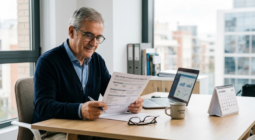 Persona revisando su vida laboral y los años cotizados para la jubilación