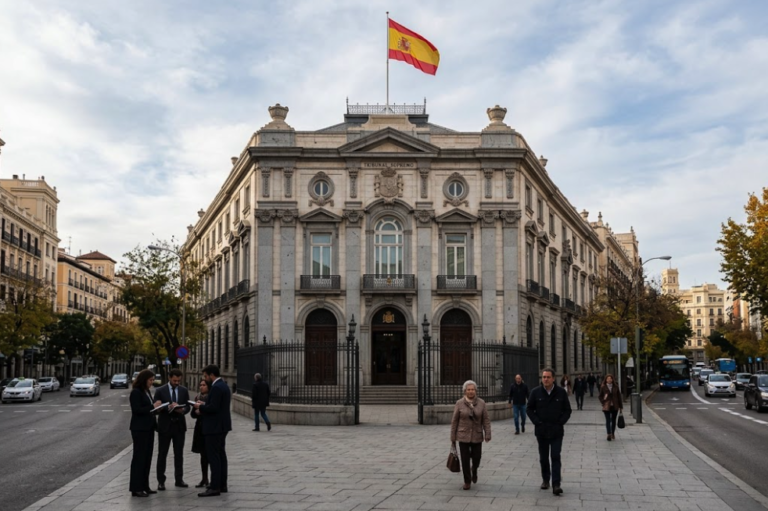 Fachada del Tribunal Supremo de España en Madrid, en el debate sobre el derecho al voto de los nacionalizados por la ley de nietos.